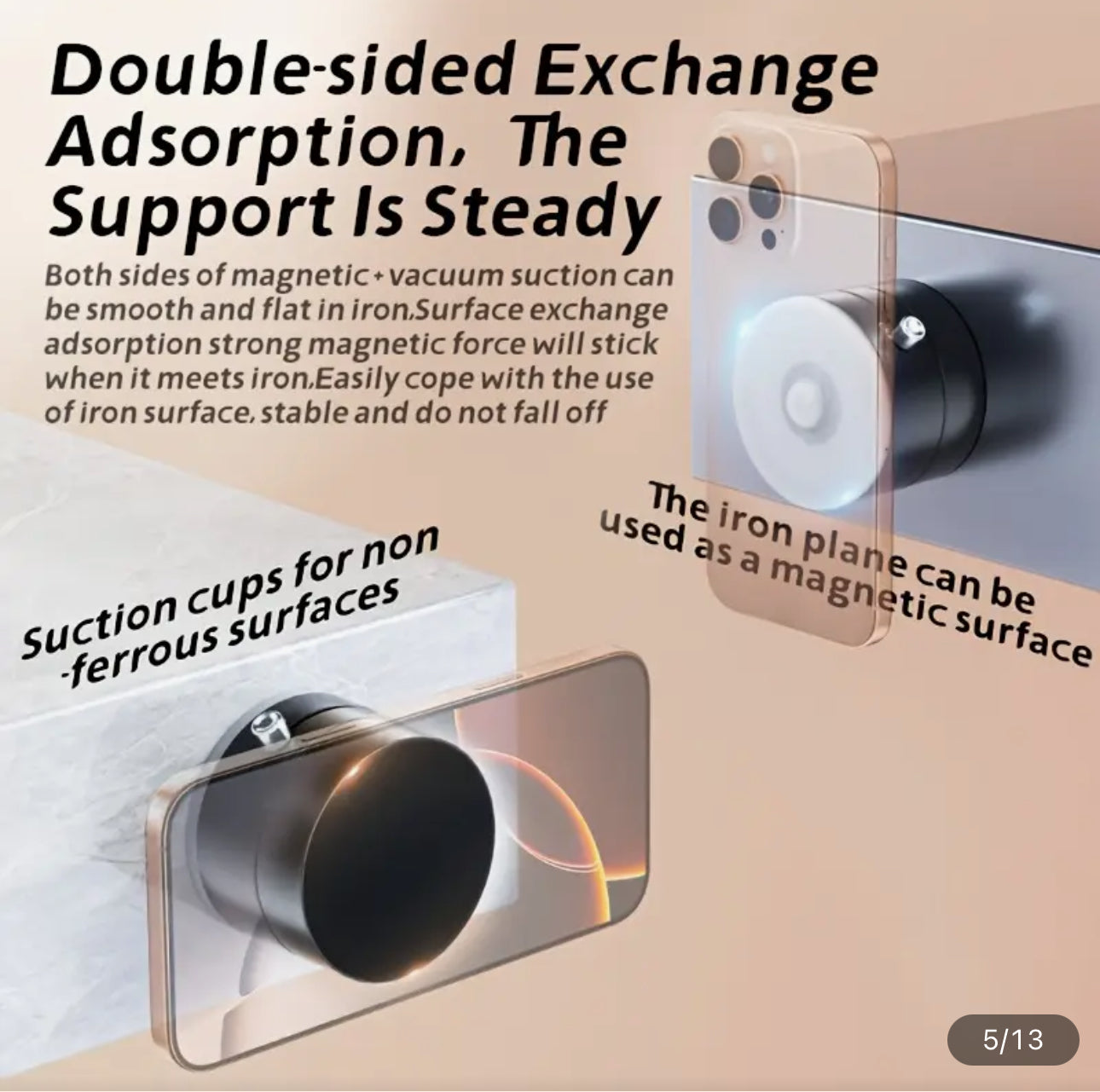 Double-sided Magnetic Foldable Vacuum Suction Cup Mobile Phone Holder