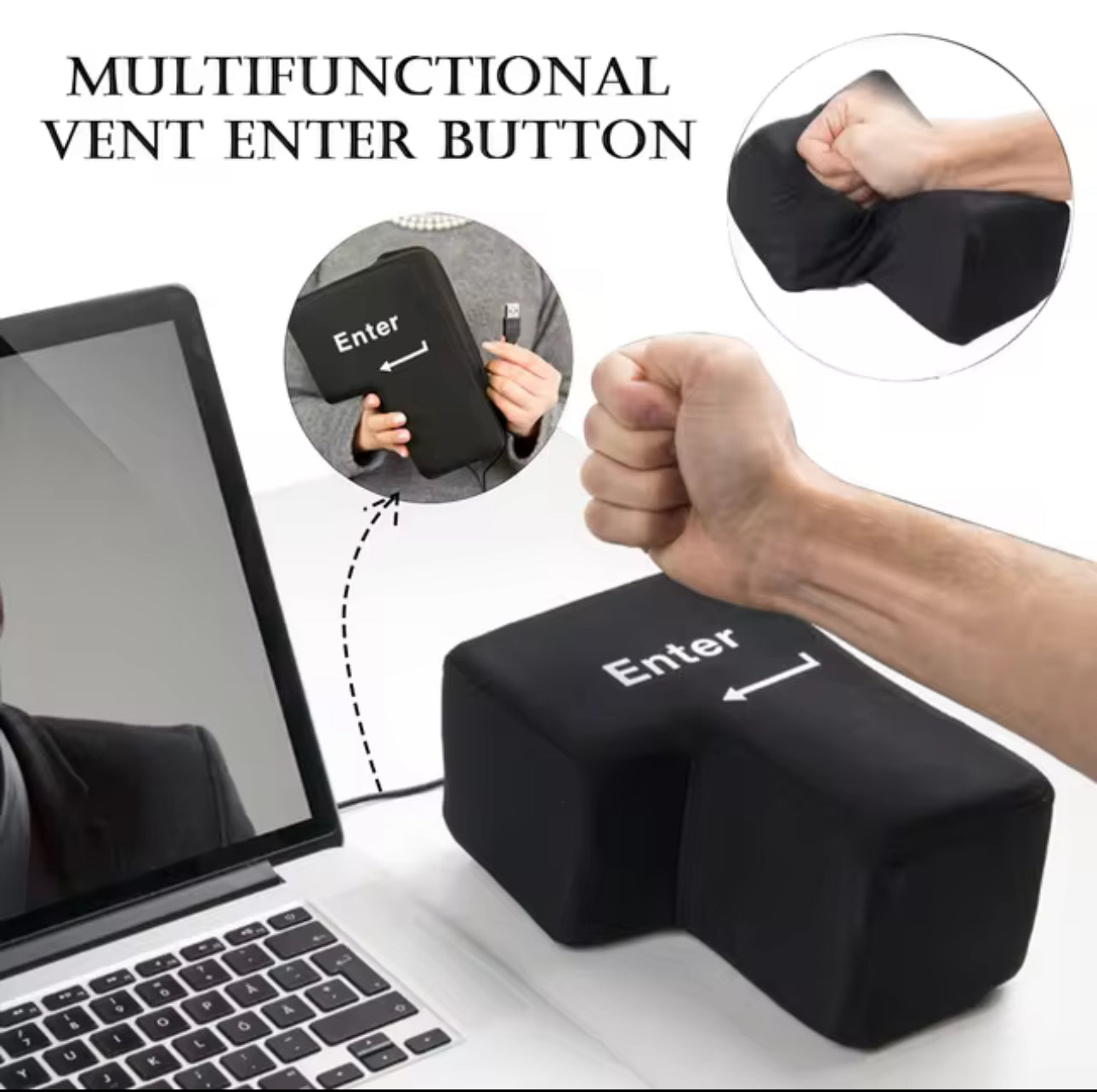 BrightStarAngel™ USB Enter Key Pillow Soft Stress Relief Enter Button