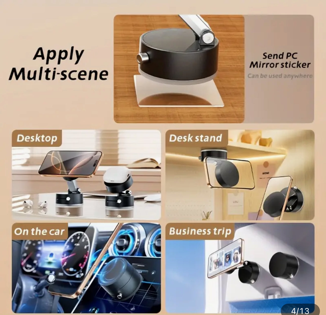 Double-sided Magnetic Foldable Vacuum Suction Cup Mobile Phone Holder