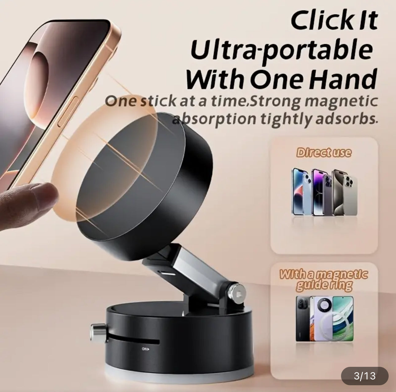 Double-sided Magnetic Foldable Vacuum Suction Cup Mobile Phone Holder