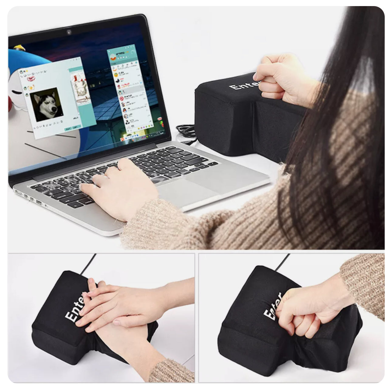 BrightStarAngel™ USB Enter Key Pillow Soft Stress Relief Enter Button