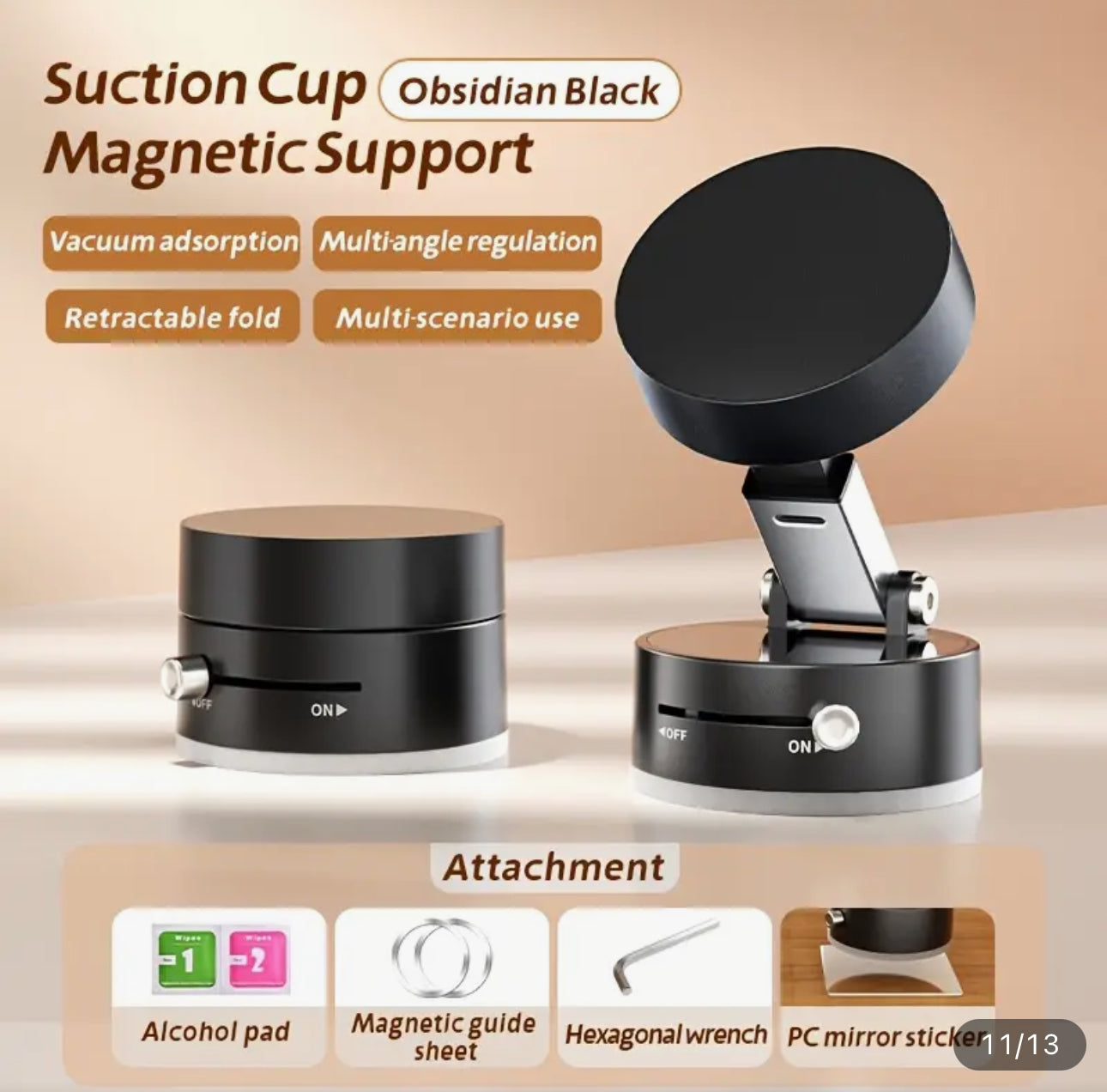 Double-sided Magnetic Foldable Vacuum Suction Cup Mobile Phone Holder