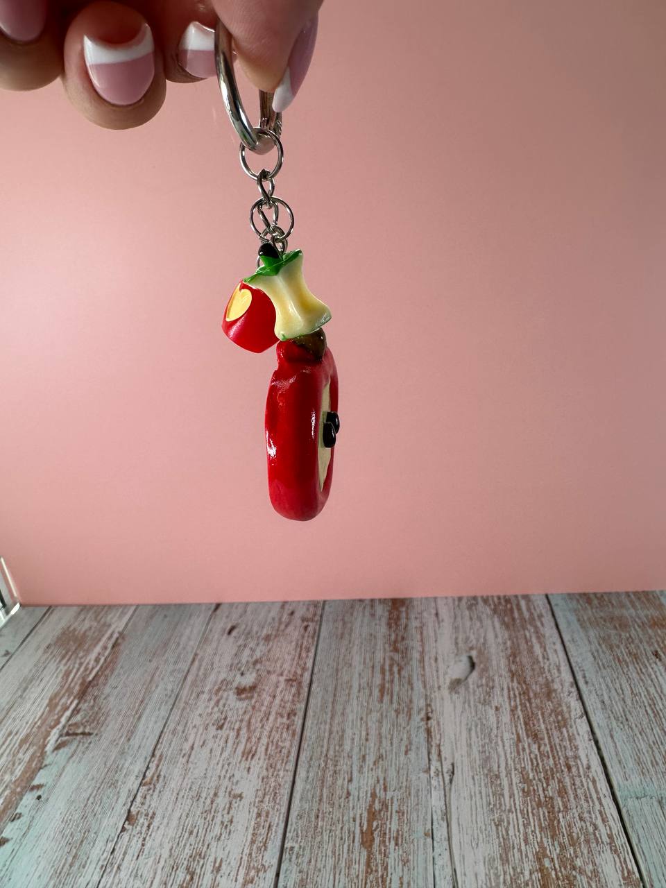 Red Apple Charm Keychain