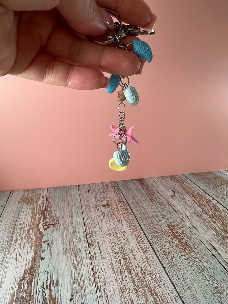 Beach Seashell Charm Keychain