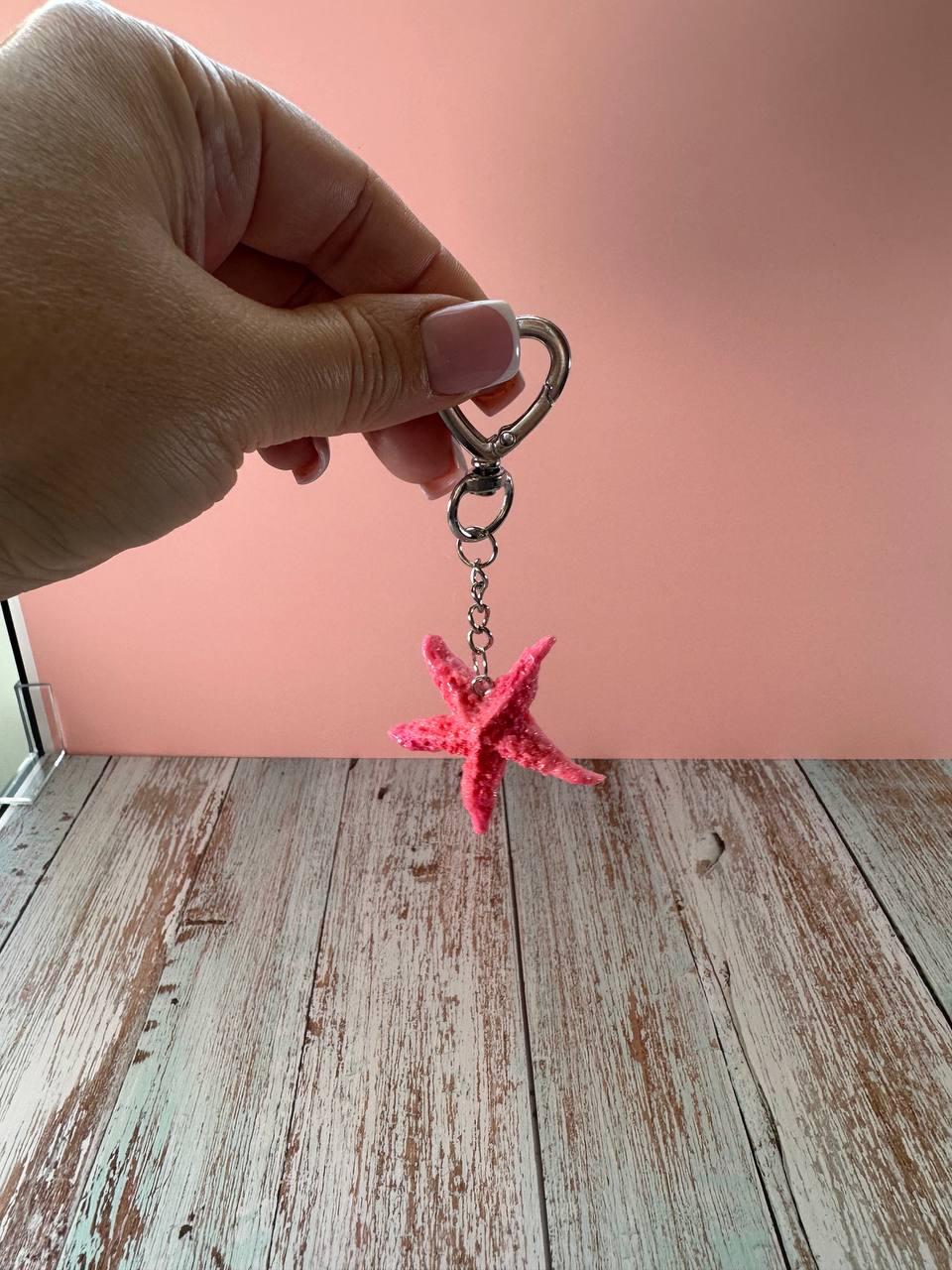 Beach Pink Starfish Keychain