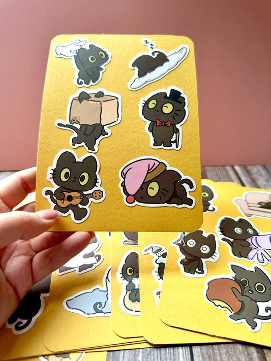 Cute Black Cat Sticker Sheets – Kawaii Cat Planner, Journal & Scrapbook Stickers