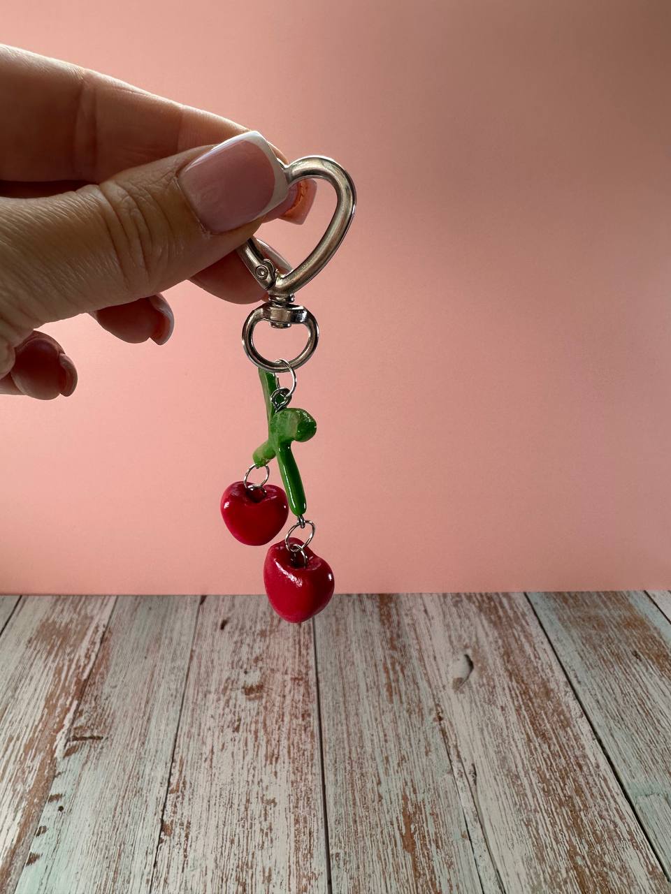 Red Cherry Charm Keychain