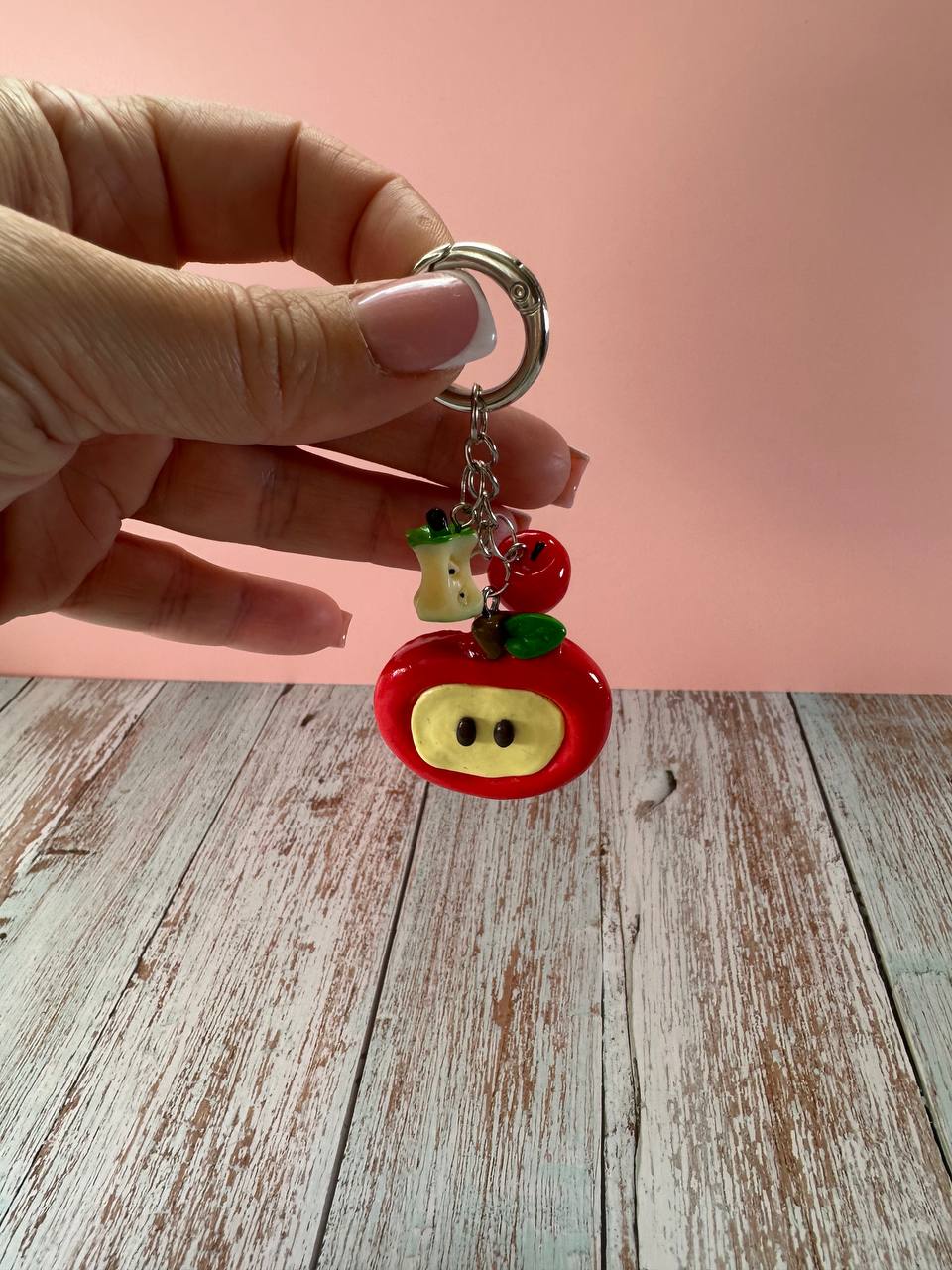 Red Apple Charm Keychain