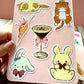 Cute Aesthetic Sticker Sheet – Kawaii Animals, Bows & Vintage Style Stickers
