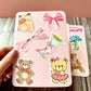 Cute Aesthetic Sticker Sheet – Kawaii Animals, Bows & Vintage Style Stickers