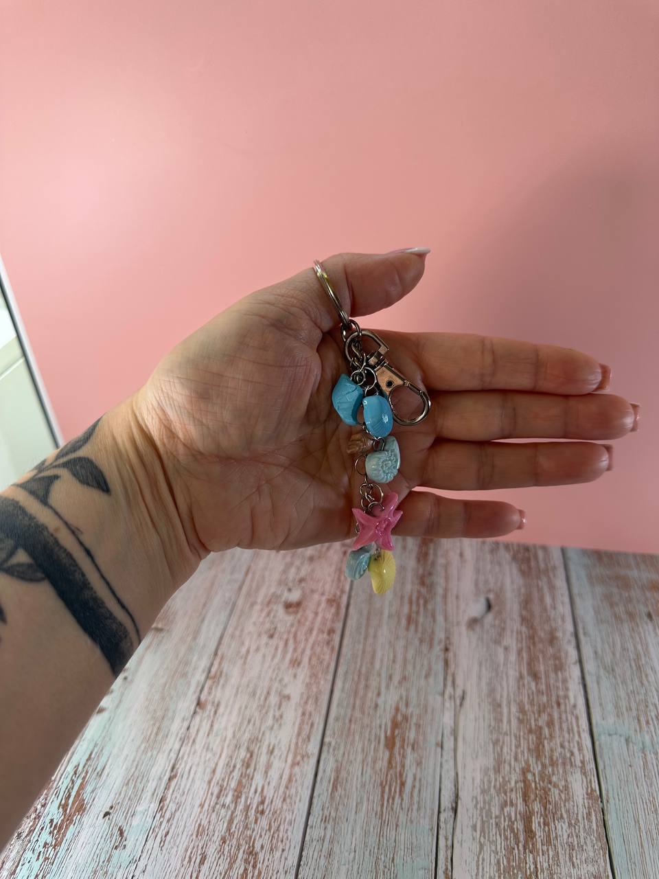 Beach Seashell Charm Keychain