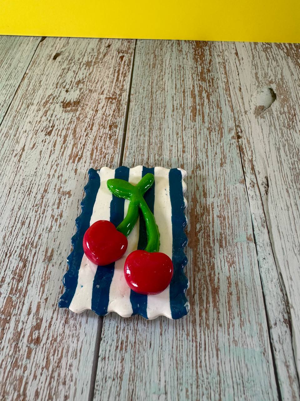 Cherry Pastry Magnet (Blue Stripe)
