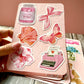 Cute Aesthetic Sticker Sheet – Kawaii Animals, Bows & Vintage Style Stickers
