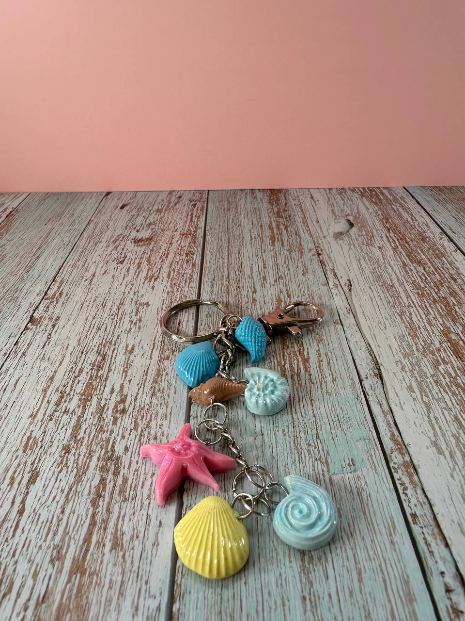 Beach Seashell Charm Keychain