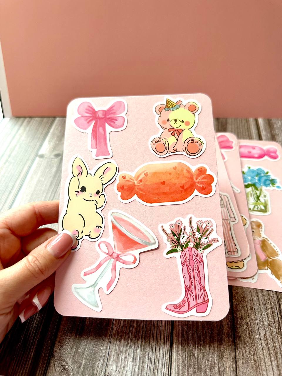 Cute Aesthetic Sticker Sheet – Kawaii Animals, Bows & Vintage Style Stickers