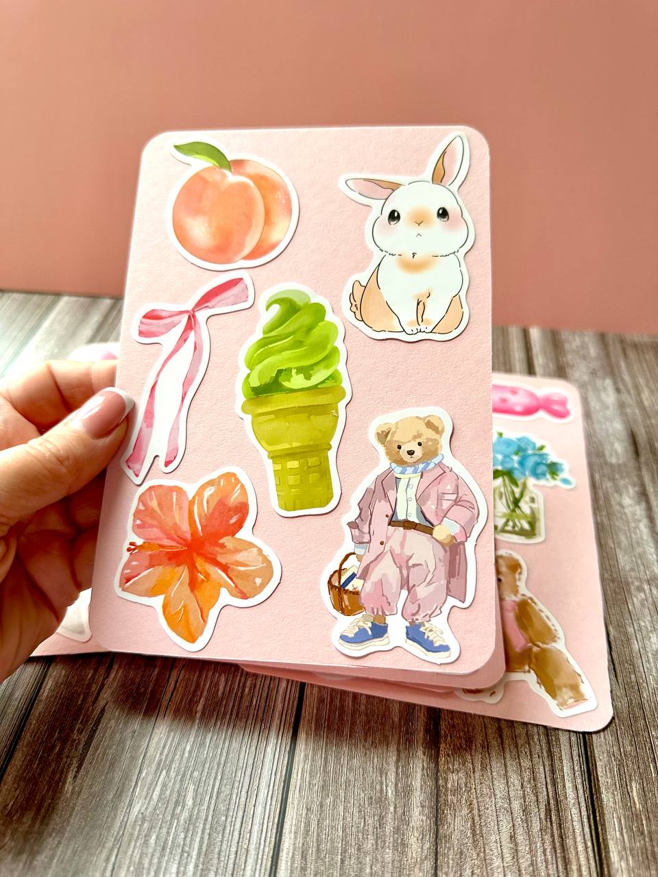 Cute Aesthetic Sticker Sheet – Kawaii Animals, Bows & Vintage Style Stickers