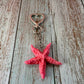 Beach Pink Starfish Keychain