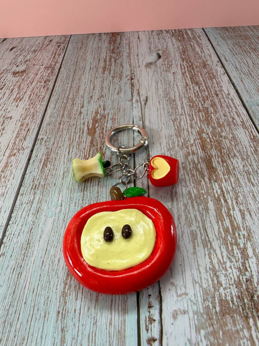 Red Apple Charm Keychain