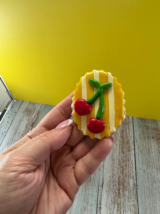 Cherry Tart Magnet – Yellow Stripe