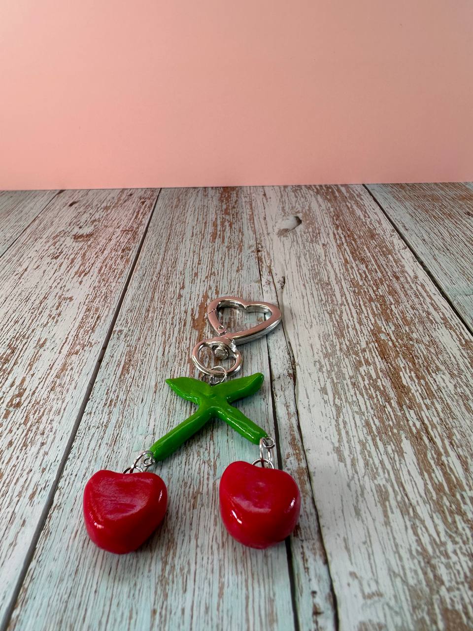 Red Cherry Charm Keychain