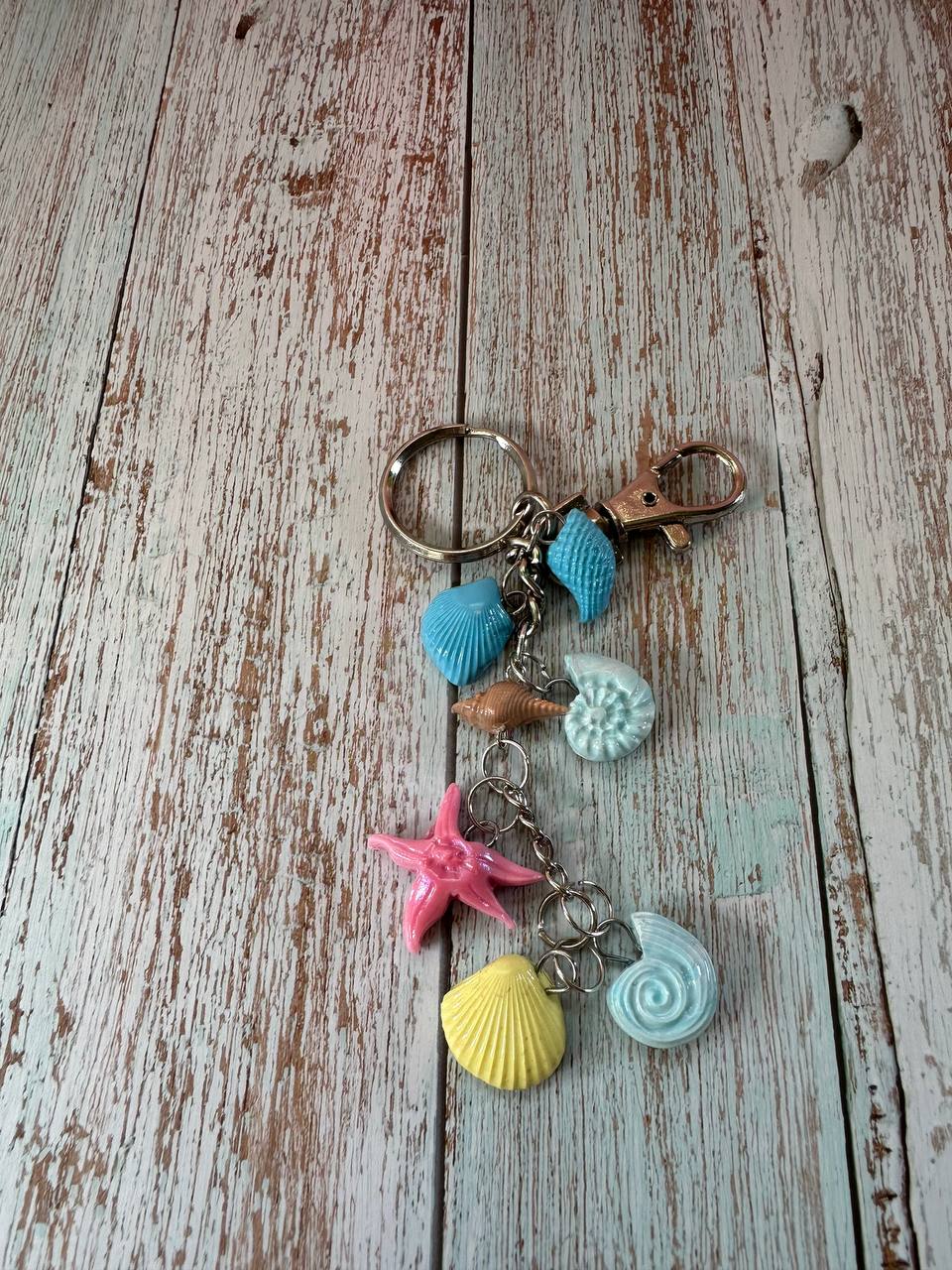 Beach Seashell Charm Keychain