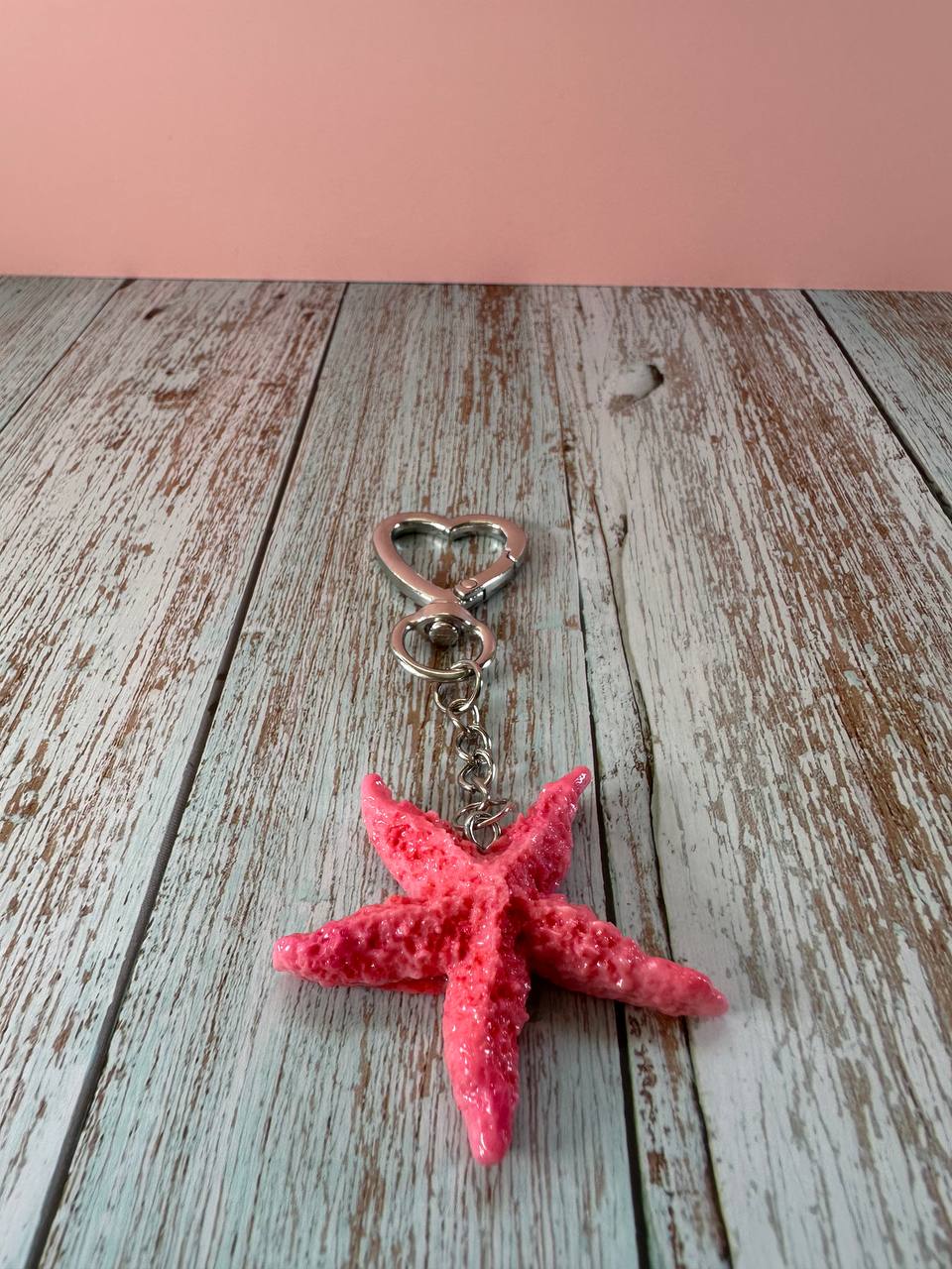 Beach Pink Starfish Keychain
